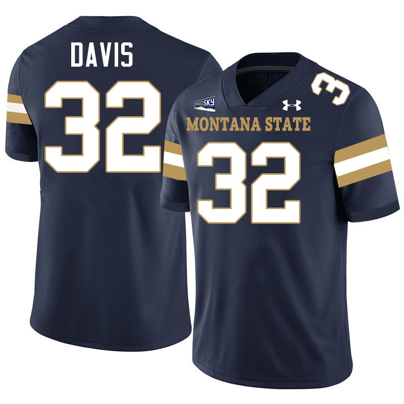 #32 Julius Davis Montana State Bobcats Jerseys Football Uniforms Stitched-Navy #32 Julius Davis Montana State Bobcats Jerseys Football Uniforms Stitched-Navy